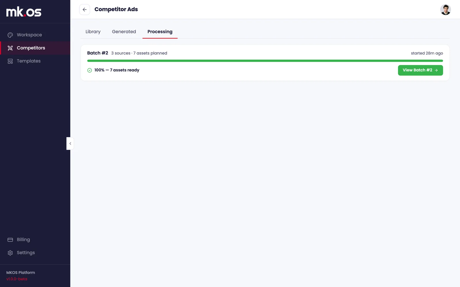 Generated batches with v2 revisions and batch selection